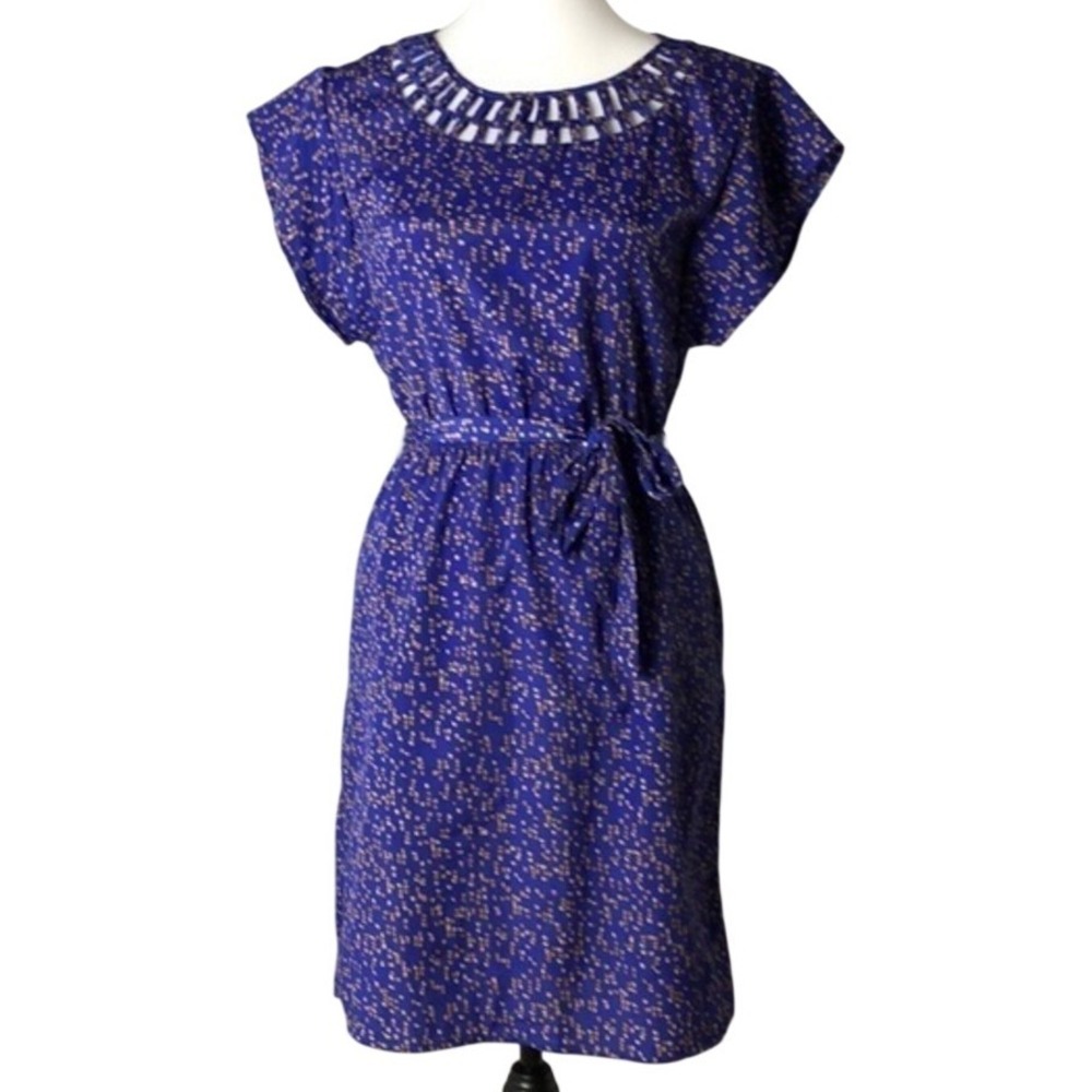 Mossimo Cutout Neck Belted Geometric Print Blue‎ Dress XS